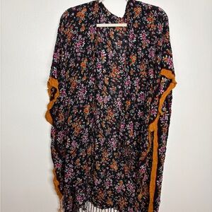 Floral Kimono with Fringe